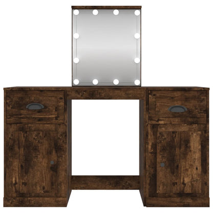 Toaletní Stolek S Led Kouřový Dub 130 X 50 X 132,5 Cm