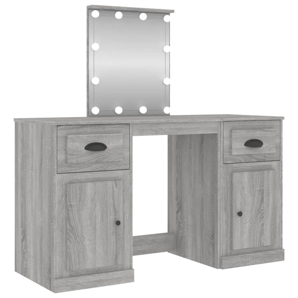 Toaletní Stolek S Led Šedý Sonoma 130 X 50 X 132,5 Cm