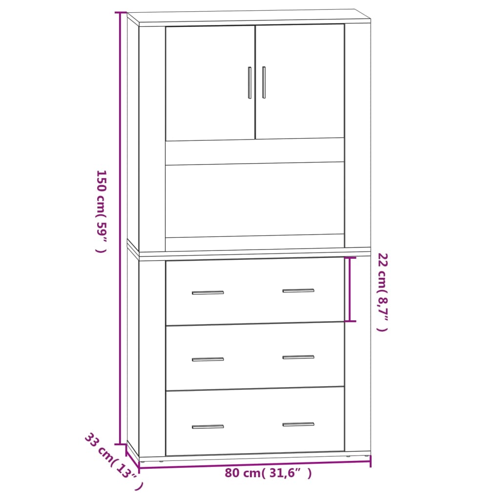 Skříň Highboard Betonově Šedá Kompozitní Dřevo