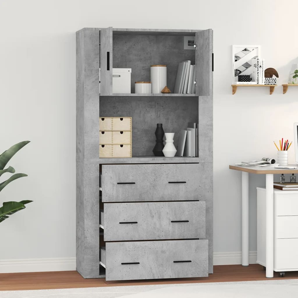 Skříň Highboard Betonově Šedá Kompozitní Dřevo