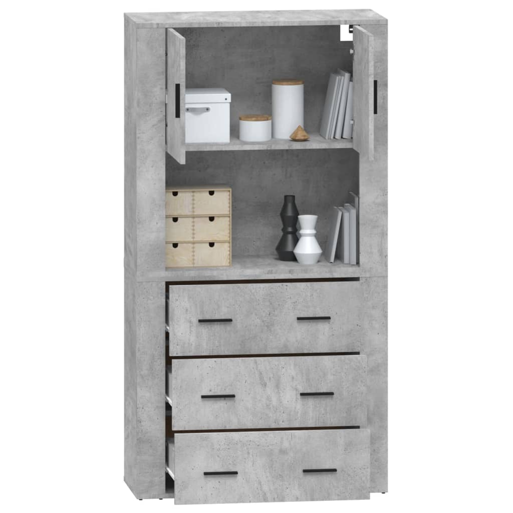 Skříň Highboard Betonově Šedá Kompozitní Dřevo