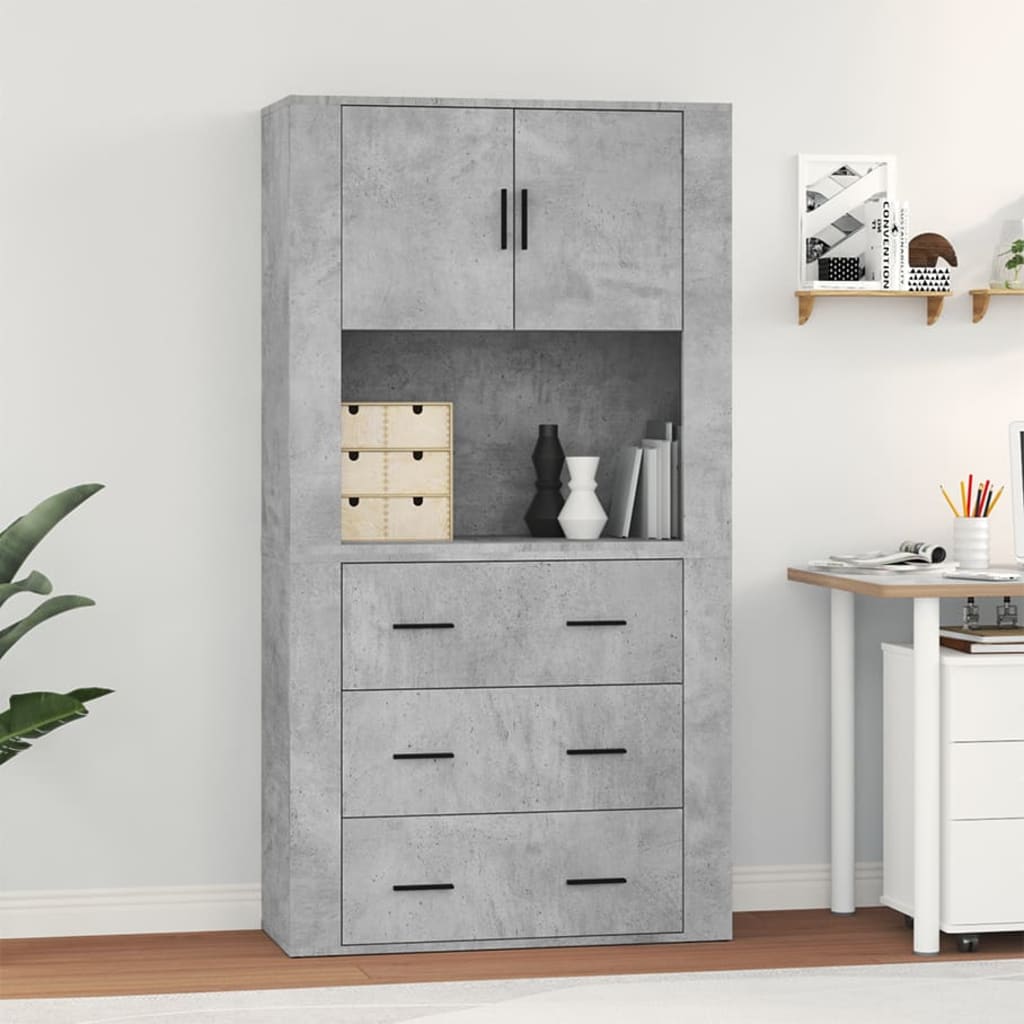 Skříň Highboard Betonově Šedá Kompozitní Dřevo
