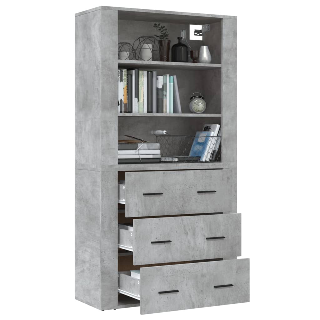 Skříň Highboard Betonově Šedá Kompozitní Dřevo