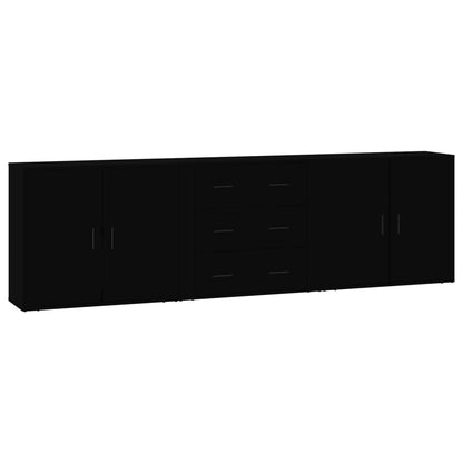 Příborníky 3 Ks Černé Kompozitní Dřevo