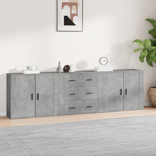 Příborníky 3 Ks Betonově Šedé Kompozitní Dřevo