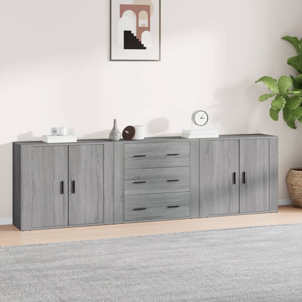 Příborníky 3 Ks Betonově Šedé Kompozitní Dřevo