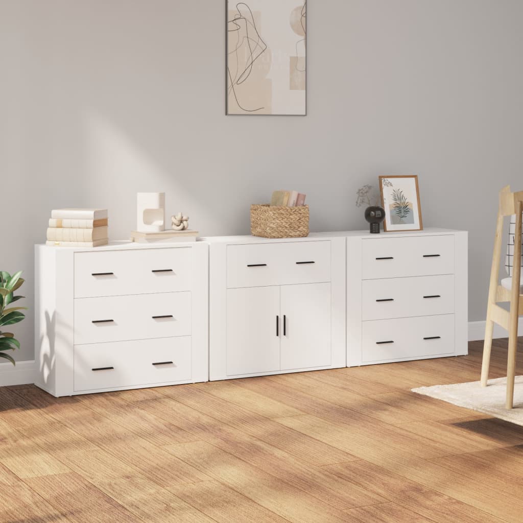 Příborníky 3 Ks Betonově Šedé Kompozitní Dřevo