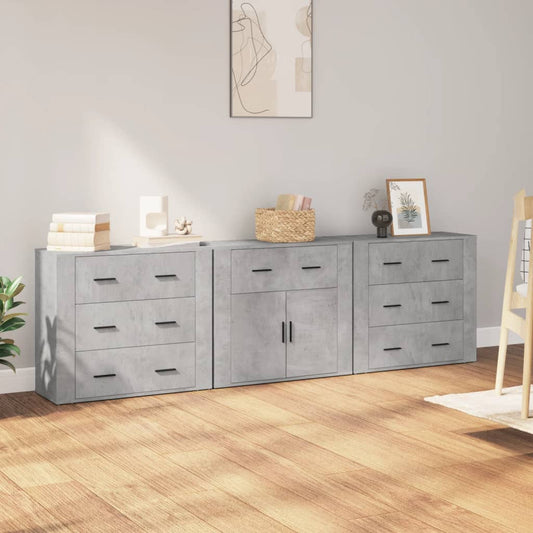 Příborníky 3 Ks Betonově Šedé Kompozitní Dřevo