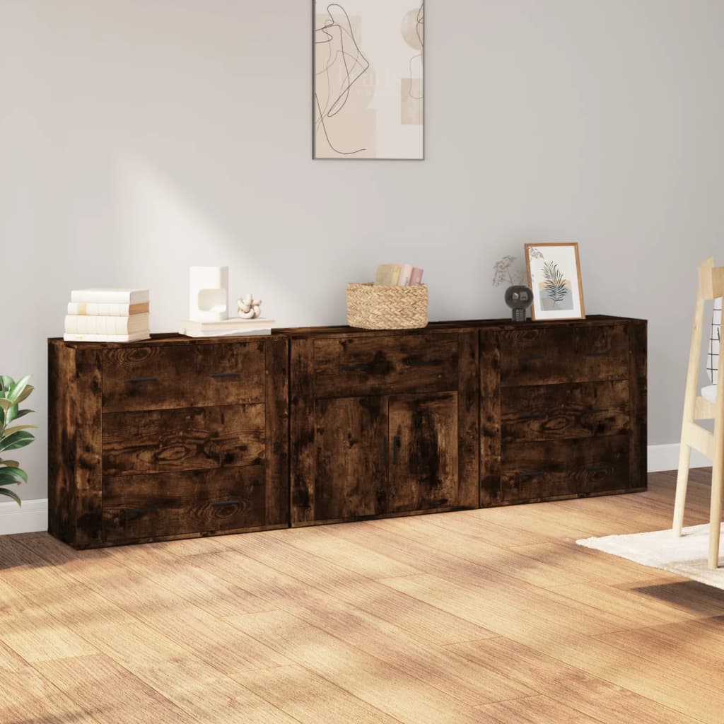 Příborníky 3 Ks Betonově Šedé Kompozitní Dřevo