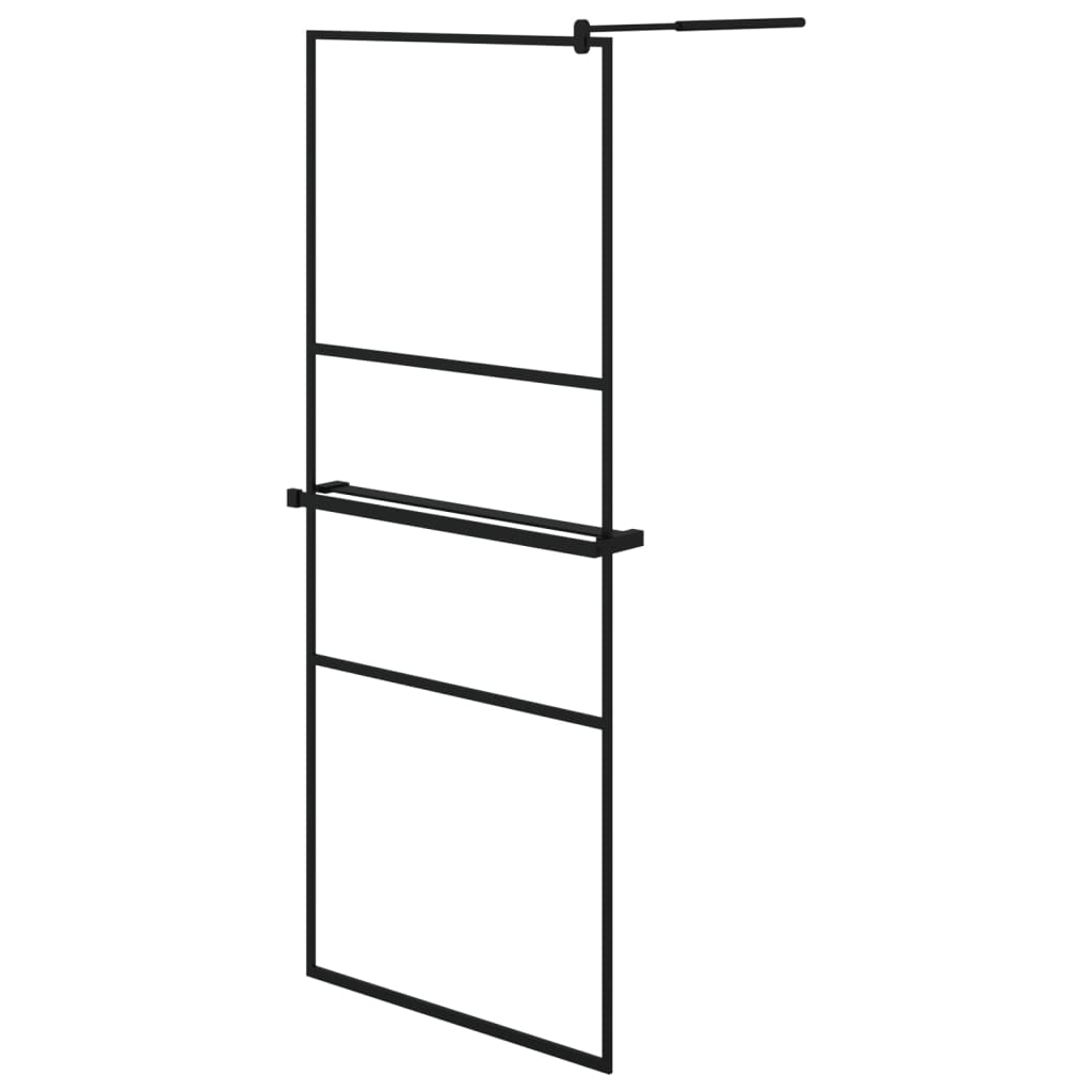 Zástěna Do Průchozí Sprchy S Policí Černá Esg/Hliník