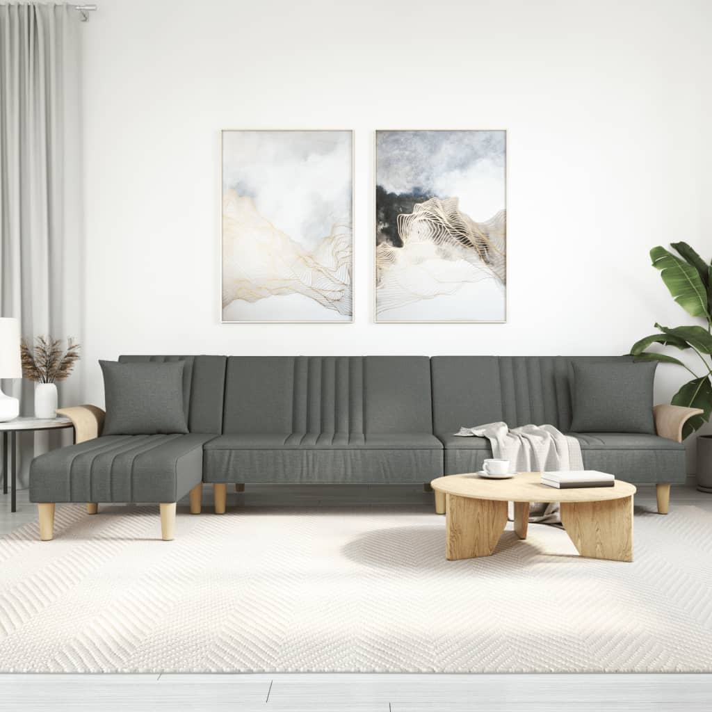Rozkládací Pohovka Ve Tvaru L Černá 279 X 140 X 70 Cm Textil