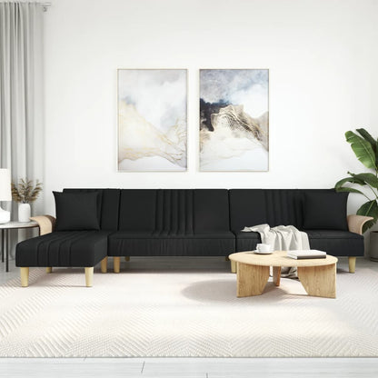Rozkládací Pohovka Ve Tvaru L Černá 279 X 140 X 70 Cm Textil