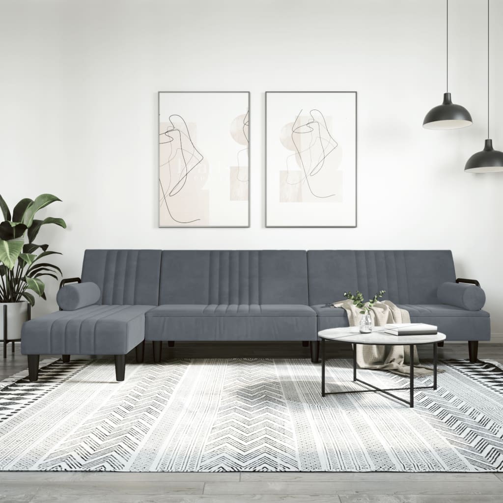 Rozkládací Pohovka Ve Tvaru L 260 X 140 X 70 Cm Samet