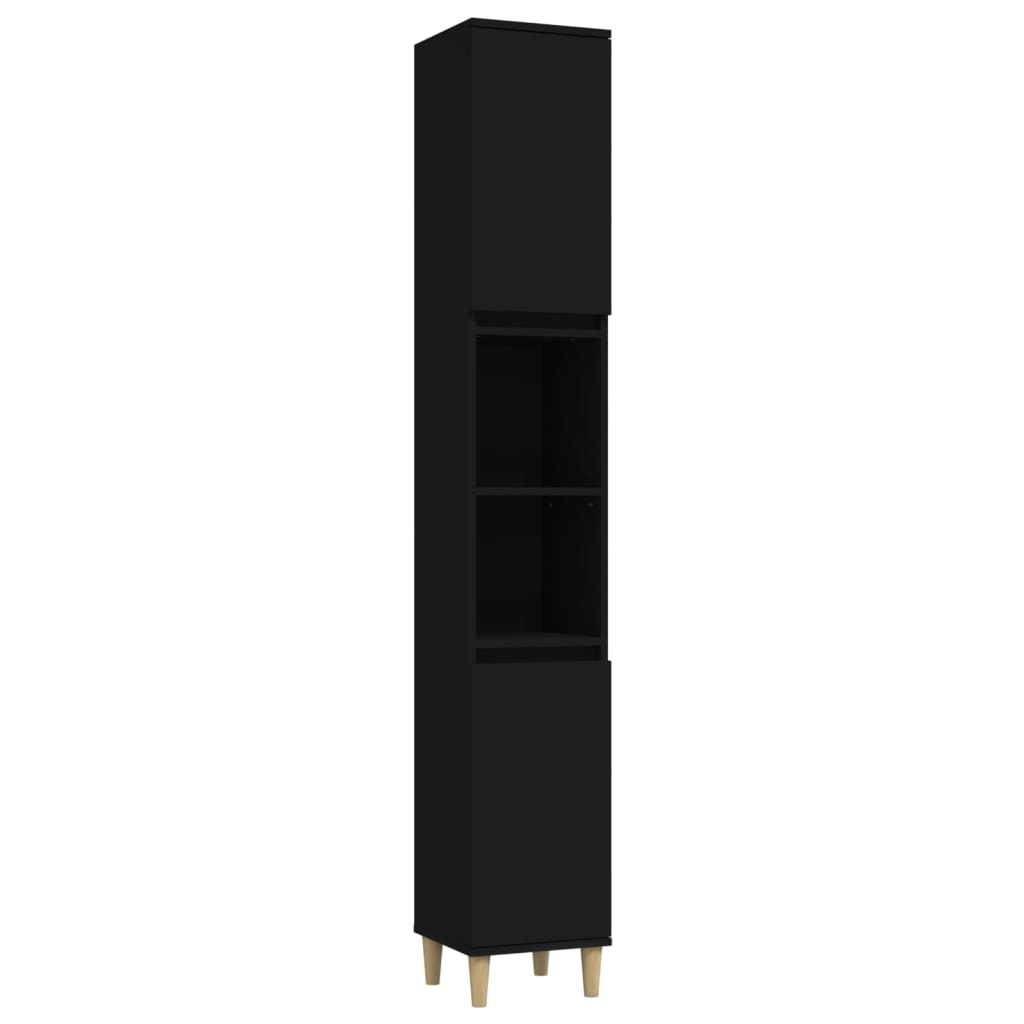 3Dílný Set Koupelnového Nábytku Černý Kompozitní Dřevo