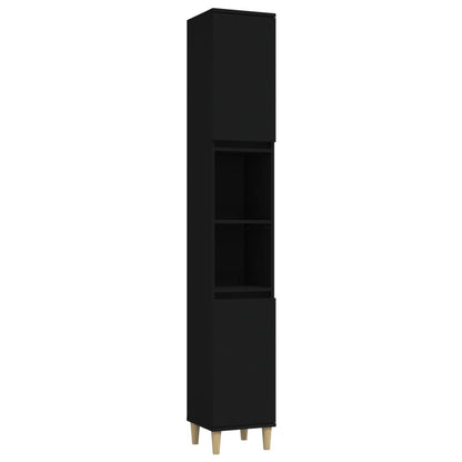 3Dílný Set Koupelnového Nábytku Černý Kompozitní Dřevo