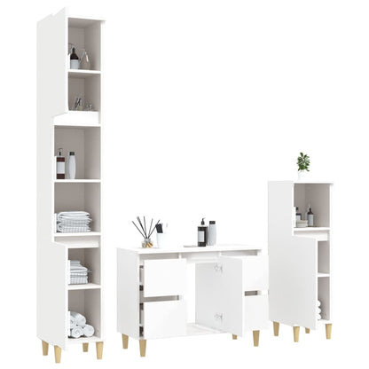 3Dílný Set Koupelnového Nábytku Bílý Kompozitní Dřevo