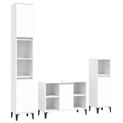 3Dílný Set Koupelnového Nábytku Bílý Kompozitní Dřevo
