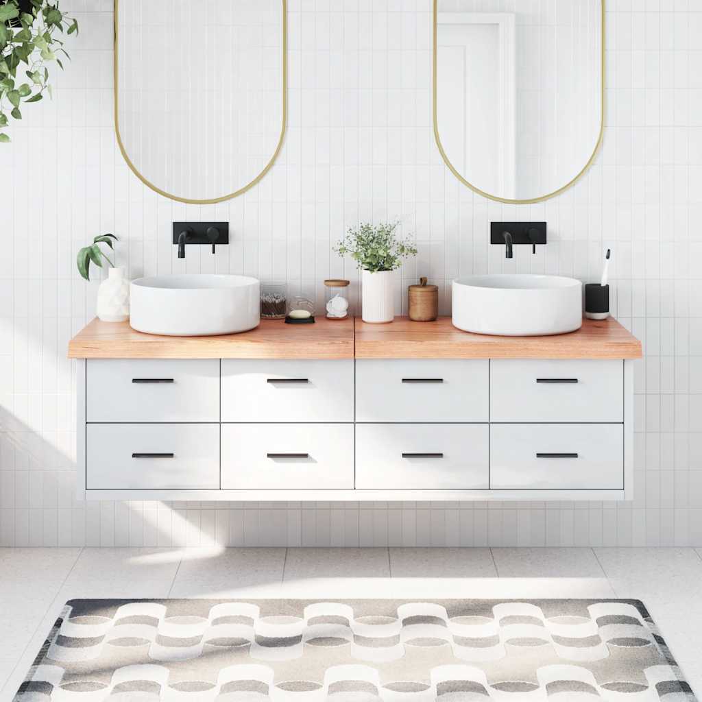 Koupelnová Deska Hnědá 40X60X(2-4) Cm Ošetřený Masivní Dřevo Světle Hnědá