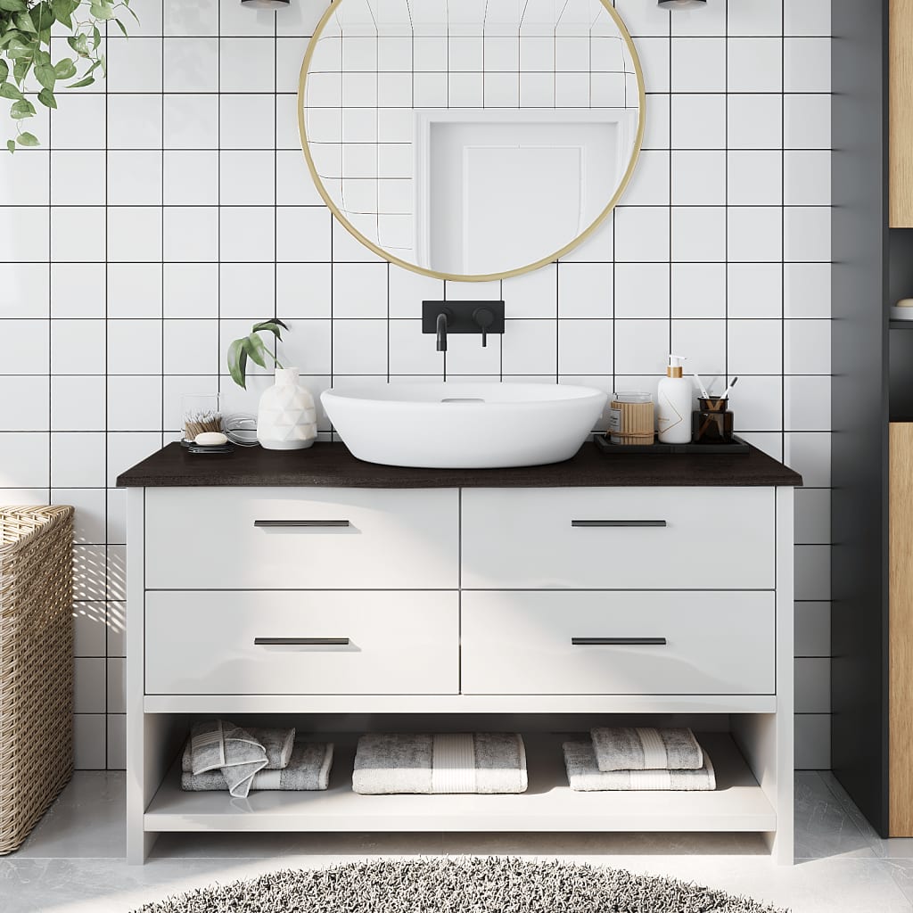 Koupelnová Deska 140X40X(2-4) Cm Ošetřený Masiv Tmavě Hnědá