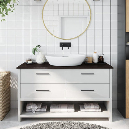 Koupelnová Deska 140X40X(2-4) Cm Ošetřený Masiv Tmavě Hnědá