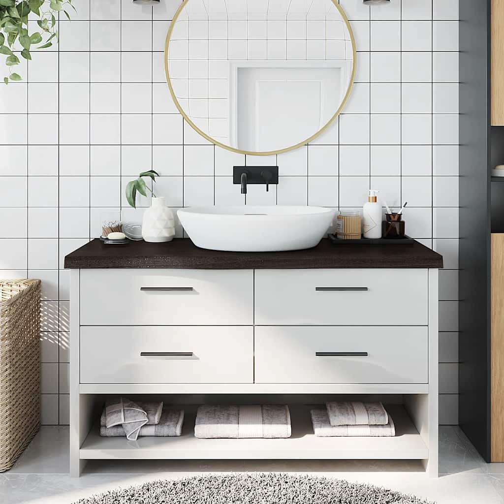 Koupelnová Deska 140X40X(2-4) Cm Ošetřený Masiv Tmavě Hnědá