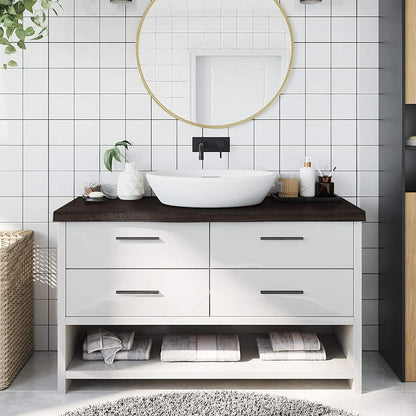 Koupelnová Deska 140X40X(2-4) Cm Ošetřený Masiv Tmavě Hnědá