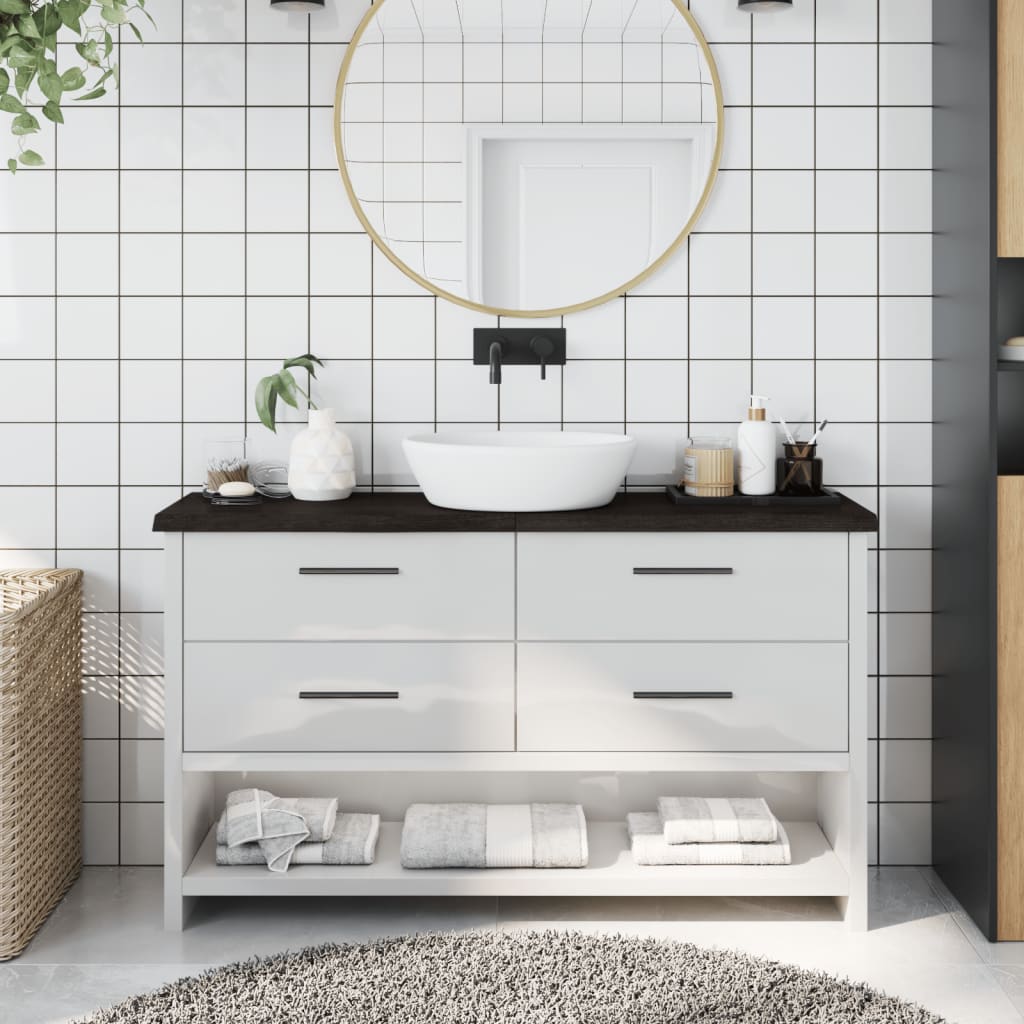 Koupelnová Deska 140X40X(2-4) Cm Ošetřený Masiv Tmavě Hnědá