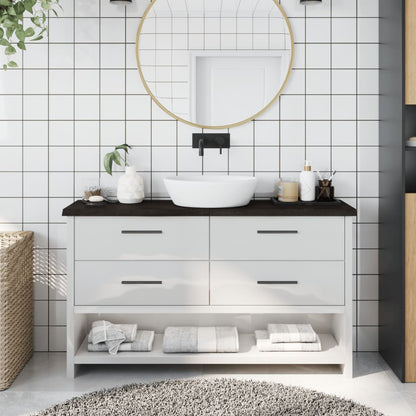 Koupelnová Deska 140X40X(2-4) Cm Ošetřený Masiv Tmavě Hnědá