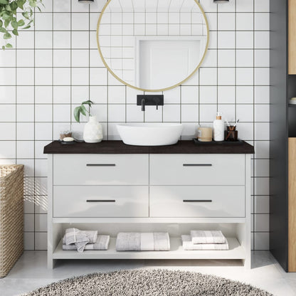 Koupelnová Deska 140X40X(2-4) Cm Ošetřený Masiv Tmavě Hnědá