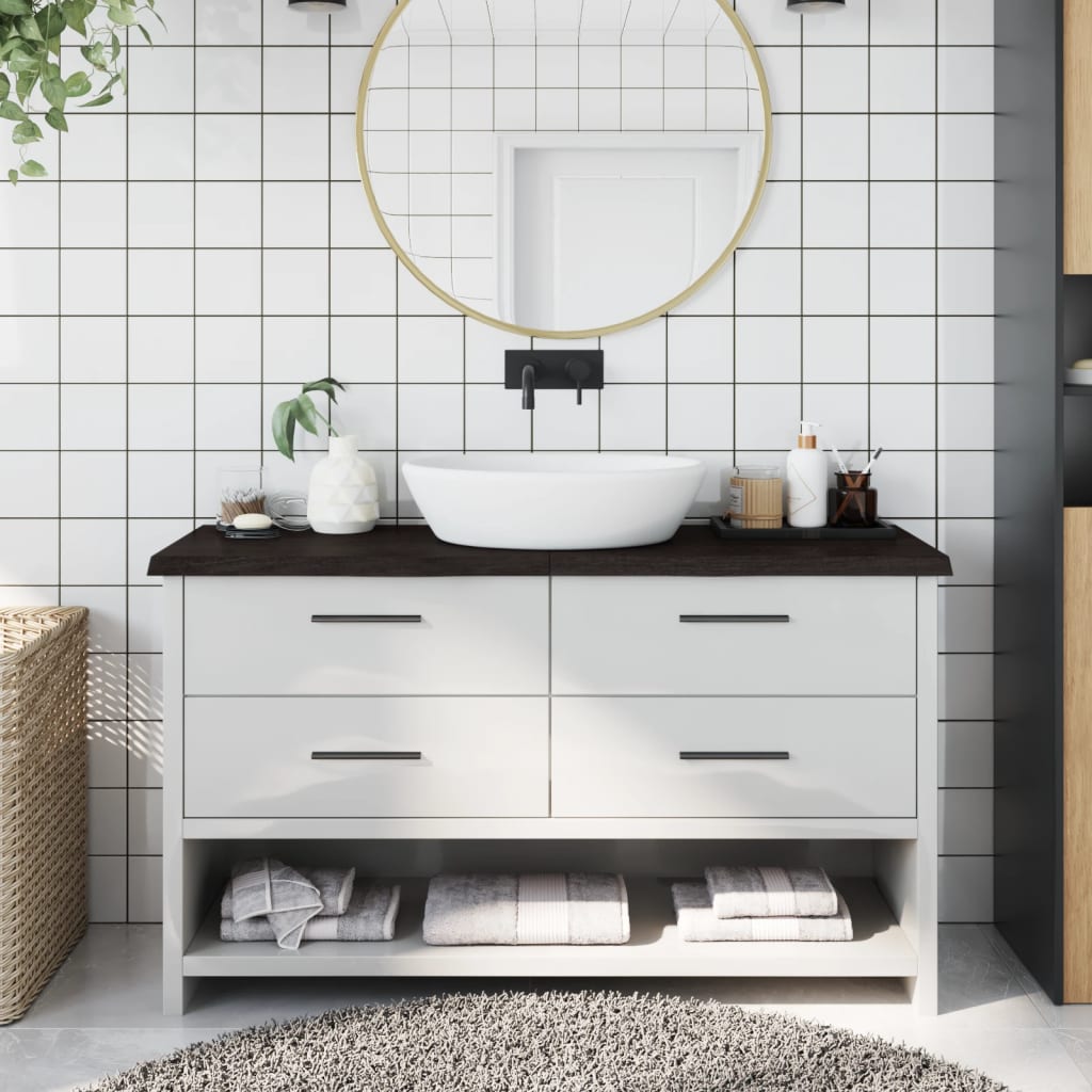 Koupelnová Deska 40X50X(2-4) Cm Ošetřený Masivní Tmavě Hnědá