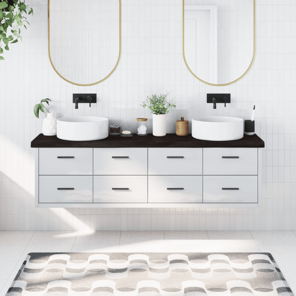 Koupelnová Deska 140X40X(2-4) Cm Ošetřený Masiv Tmavě Hnědá