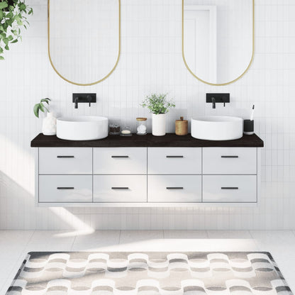 Koupelnová Deska 140X40X(2-4) Cm Ošetřený Masiv Tmavě Hnědá