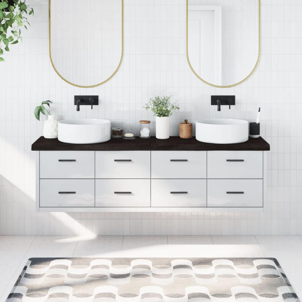 Koupelnová Deska 140X40X(2-4) Cm Ošetřený Masiv Tmavě Hnědá