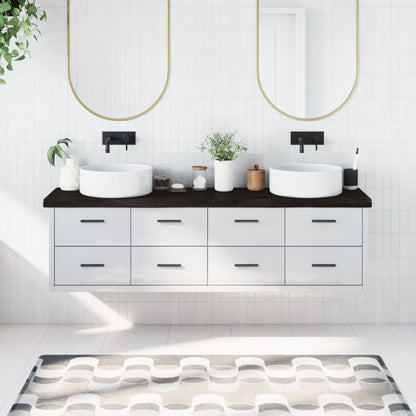 Koupelnová Deska 140X40X(2-4) Cm Ošetřený Masiv Tmavě Hnědá