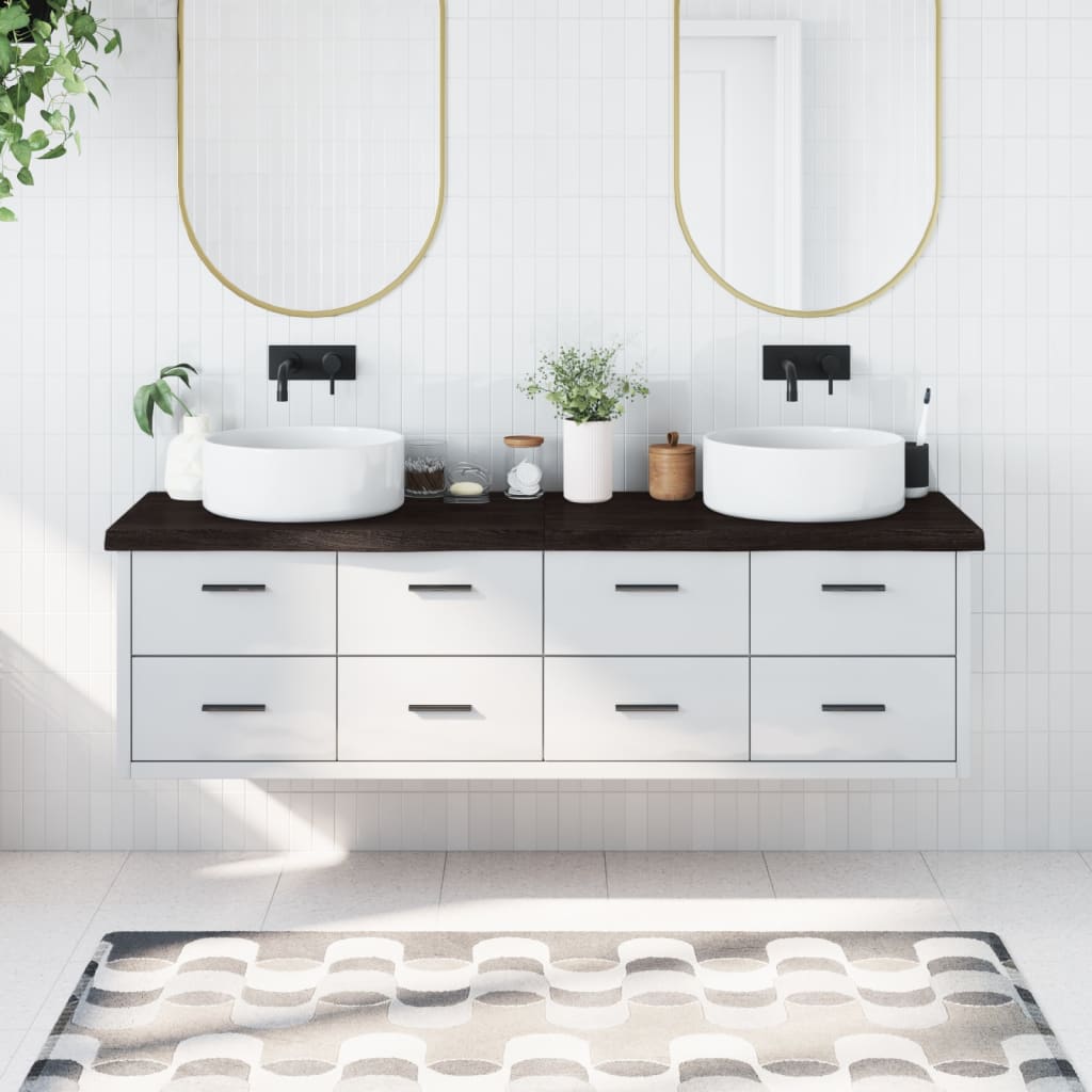 Koupelnová Deska 40X50X(2-4) Cm Ošetřený Masivní Tmavě Hnědá