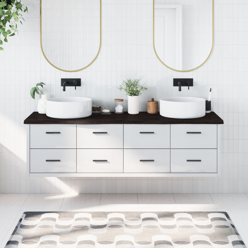 Koupelnová Deska 140X40X(2-4) Cm Ošetřený Masiv Tmavě Hnědá