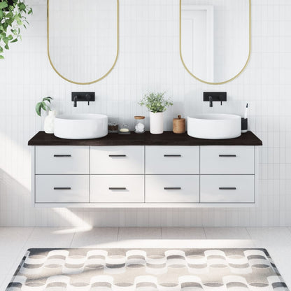 Koupelnová Deska 140X40X(2-4) Cm Ošetřený Masiv Tmavě Hnědá