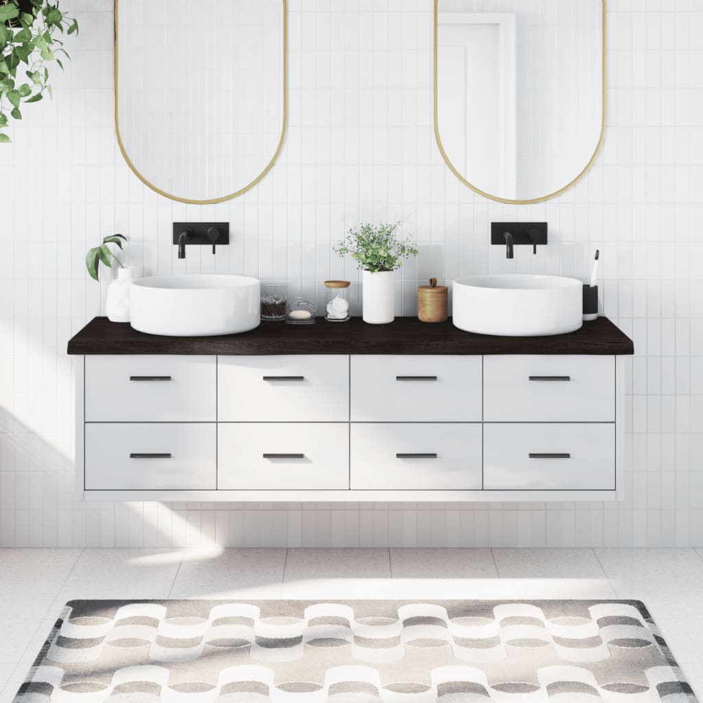 Koupelnová Deska 140X40X(2-4) Cm Ošetřený Masiv Tmavě Hnědá