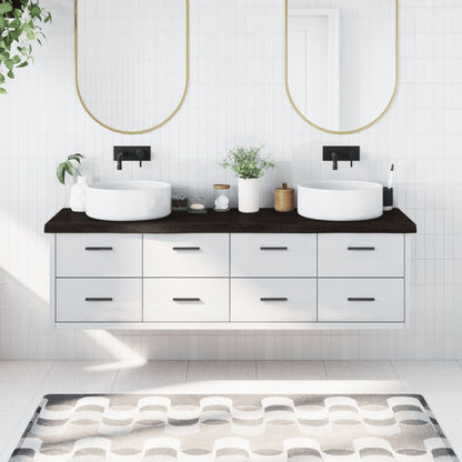 Koupelnová Deska 140X40X(2-4) Cm Ošetřený Masiv Tmavě Hnědá