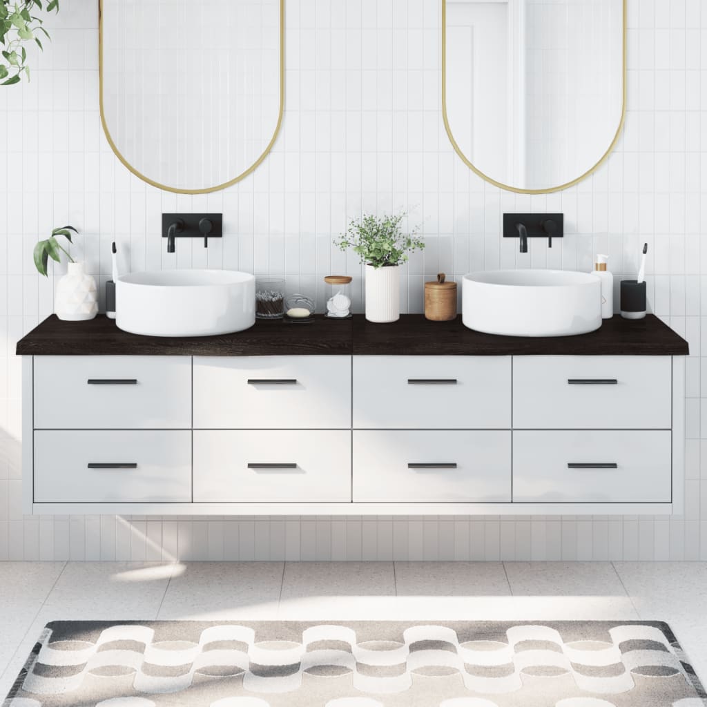 Koupelnová Deska 140X40X(2-4) Cm Ošetřený Masiv Tmavě Hnědá