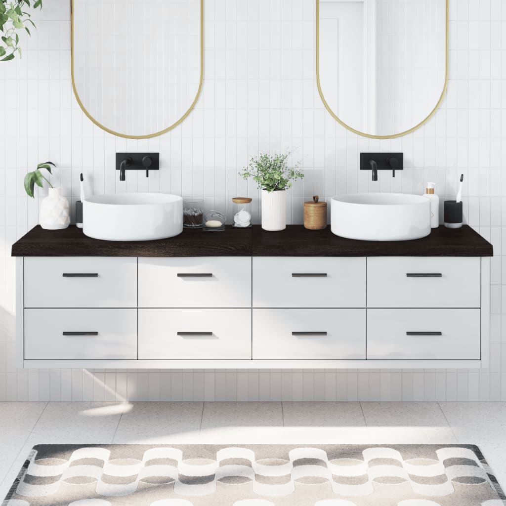 Koupelnová Deska 140X40X(2-4) Cm Ošetřený Masiv Tmavě Hnědá