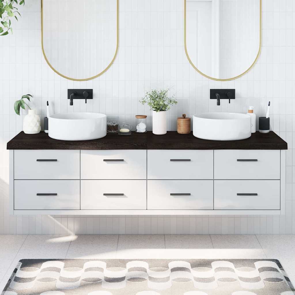 Koupelnová Deska 40X50X(2-4) Cm Ošetřený Masivní Tmavě Hnědá