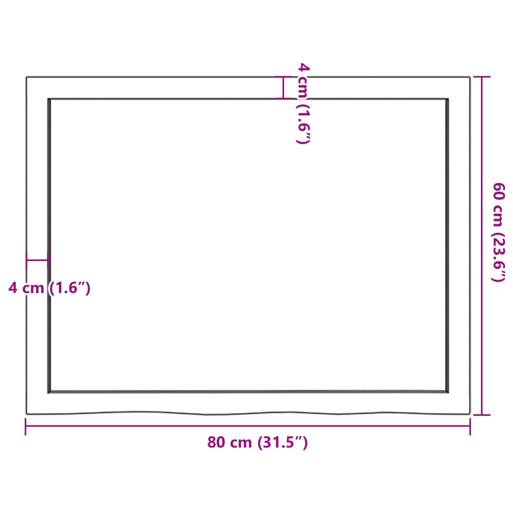 Stolní Deska 80X60X(2-6) Cm Neošetřený Masivní Dubové Dřevo