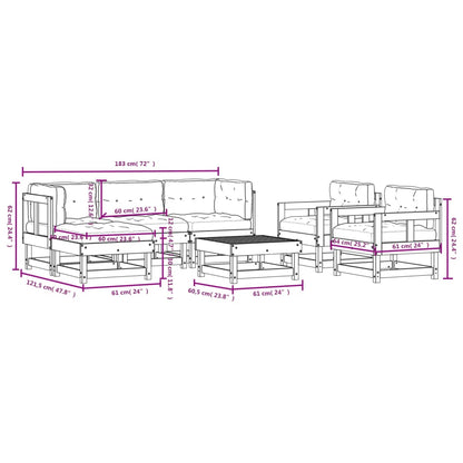 7Dílná Zahradní Sedací Souprava S Poduškami Masivní Dřevo