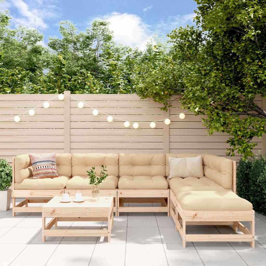 7Dílná Zahradní Sedací Souprava S Poduškami Masivní Dřevo