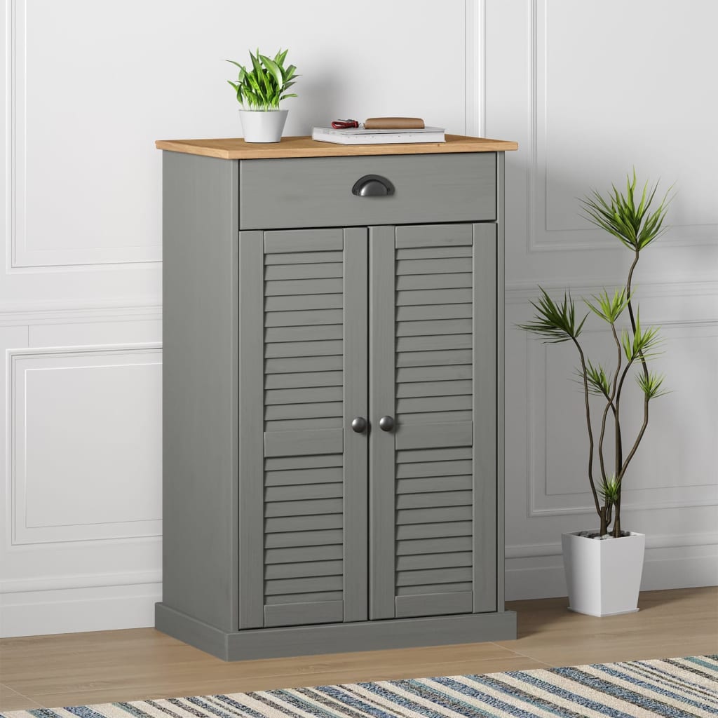 Botník Vigo Šedý 60 X 35 X 96 Cm Masivní Borové Dřevo