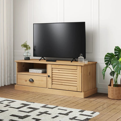 Tv Stolek Vigo Šedý 106 X 40 X 40 Cm Masivní Borové Dřevo