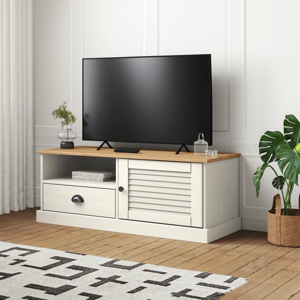 Tv Stolek Vigo Šedý 106 X 40 X 40 Cm Masivní Borové Dřevo