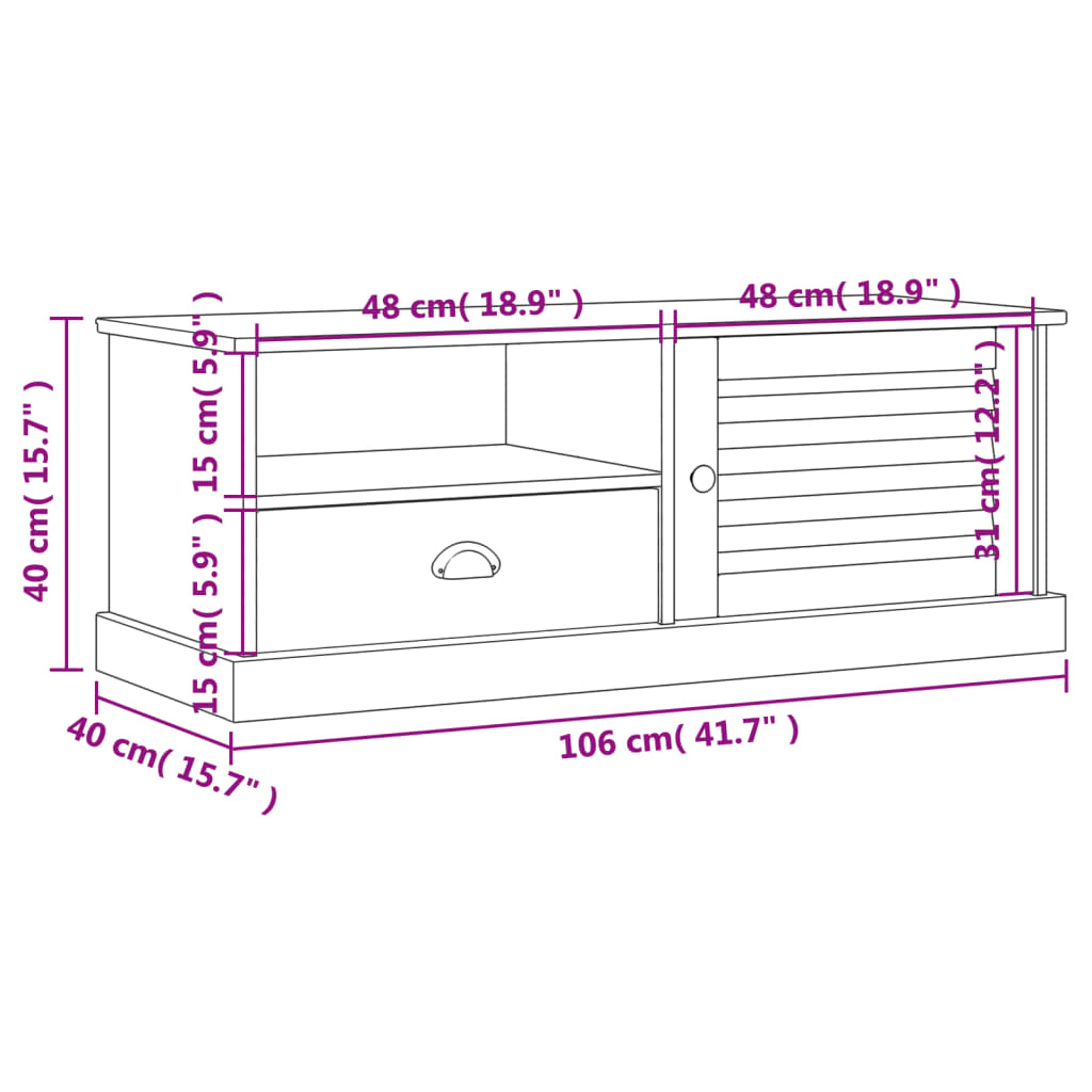 Tv Stolek Vigo Šedý 106 X 40 X 40 Cm Masivní Borové Dřevo