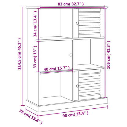 Knihovna Vigo 90 X 35 X 114,5 Cm Masivní Borové Dřevo